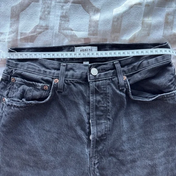 Agolde 90s high rise button flys women’s slim straight legs jeans black size 27 - Picture 9 of 14